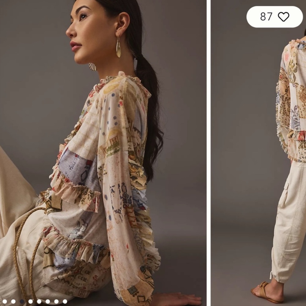 Anthropologie Tiny ruffled babydoll blouse - Picture 2 of 12